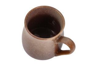 Kubek ceramiczny do kawy herbaty brązowy beżowy na grzańca