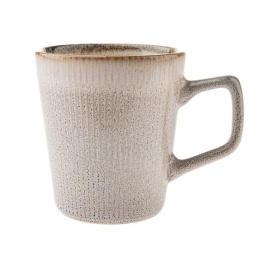 Kubek ceramiczny do kawy herbaty beżowy tłoczony na prezent