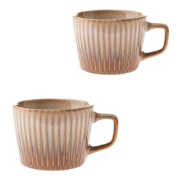 Kubki ceramiczne do herbaty kubek tłoczony brązowy 2 szt