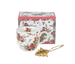 Kubek do herbaty z sitkiem christmas birds święta ptaki