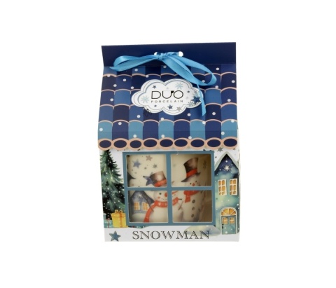 Kubek porcelana do herbaty snowman bałwan domek na święta