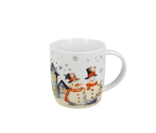 Kubek porcelana do herbaty snowman bałwan domek na święta