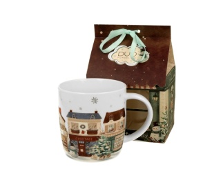 Kubek porcelana do herbaty christmas city domek na święta