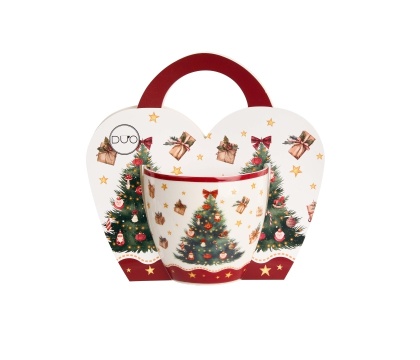 Kubek porcelana do kawy christmas tree w obwolucie święta