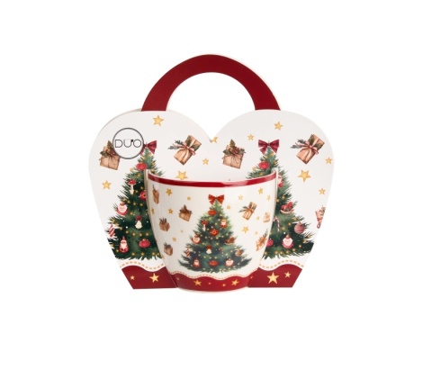 Kubek porcelana do kawy christmas tree w obwolucie święta
