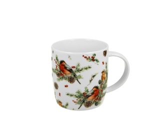 Kubek do herbaty porcelana christmas birds ptaki domek