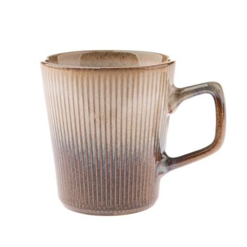 Kubek ceramiczny do kawy herbaty tłoczony wzór brązowy