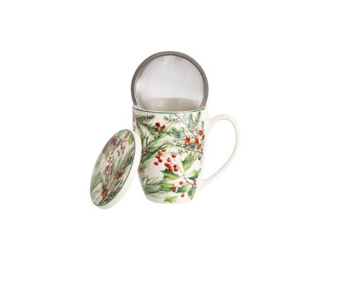 Kubek z sitkiem do herbaty christmas leaves święta choinka