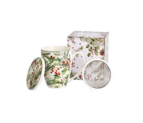 Kubek z sitkiem do herbaty christmas leaves święta choinka