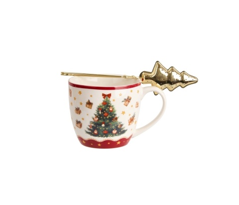 Kubek do herbaty z sitkiem christmas tree święta choinka