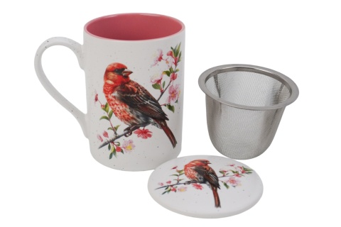 Kubek z sitkiem zaparzacz ceramika na urodziny ptak matowy