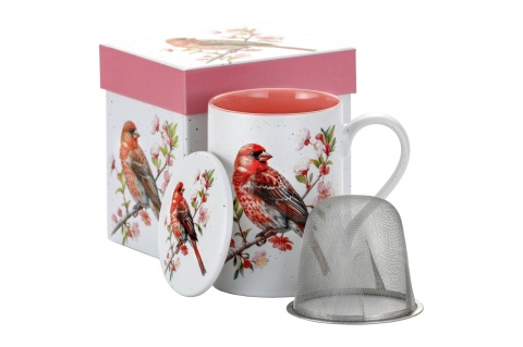 Kubek z sitkiem zaparzacz ceramika na urodziny ptak matowy