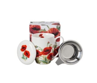 Kubek z sitkiem zaparzaczem do herbaty Poppies maki