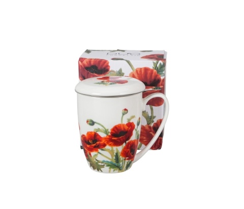 Kubek z sitkiem zaparzaczem do herbaty Poppies maki