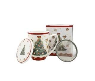 Kubek z sitkiem do herbaty christmas tree święta choinka