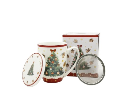 Kubek z sitkiem do herbaty christmas tree święta choinka