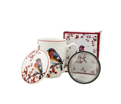 Kubek z zaparzaczem do herbaty christmas birds święta gil