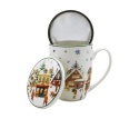 Kubek z zaparzaczem do herbaty christmas village święta