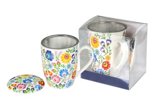 Kubek do herbaty z zaparzaczem filtr livello porcelana folk