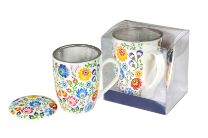 Kubek do herbaty z zaparzaczem filtr livello porcelana folk