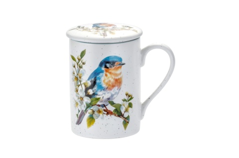 Kubek z zaparzaczem sitko na prezent ptak ceramika matowa