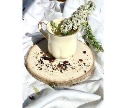 Kubek porcelanowy do herbaty Clark ecru złoty na prezent