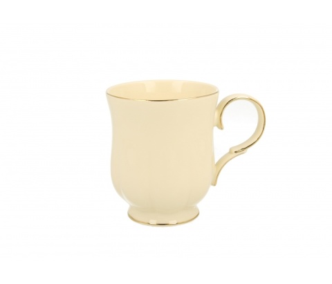 Kubek porcelanowy do herbaty Clark ecru złoty na prezent