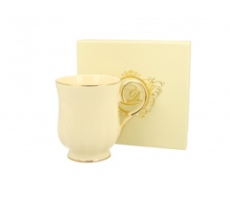 Kubek porcelanowy do herbaty Clark ecru złoty na prezent