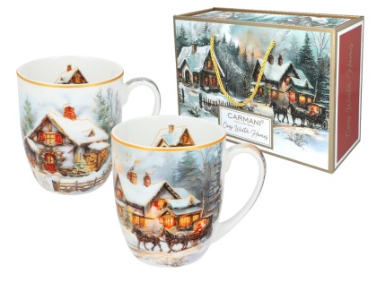 Kubki do kawy Carmani 2 szt kubek prezent na święta dom zimą