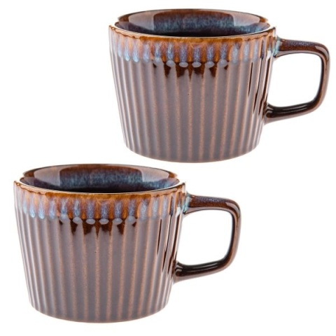 Kubki ceramiczne do kawy kubek tłoczony brązowy 2szt prezent