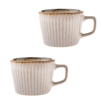 Kubki ceramiczne 2szt do herbaty kawy kubek tłoczony beżowy