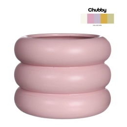 Osłonka na kwiaty doniczka Chubby różowa matowa ozdobna