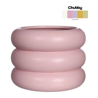 Osłonka na kwiaty doniczka Chubby różowa matowa ozdobna