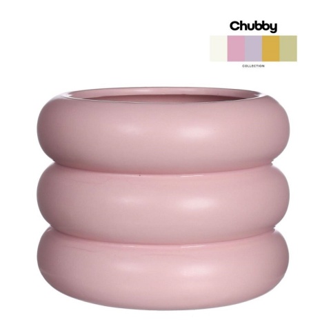 Osłonka na kwiaty doniczka Chubby różowa matowa ozdobna