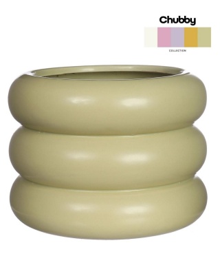 Osłonka zielona na kwiaty doniczka Chubby matowa ozdobna