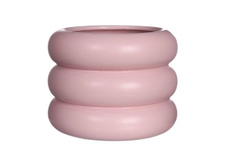 Osłonka na kwiaty doniczka Chubby różowa matowa ozdobna