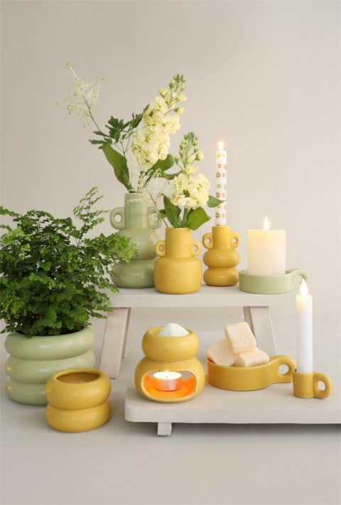 Osłonka na kwiaty doniczka Chubby zielona matowa dekoracja