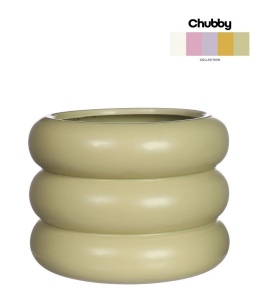 Osłonka na kwiaty doniczka Chubby zielona matowa dekoracja