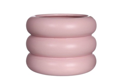 Osłonka na kwiaty doniczka Chubby różowa matowa
