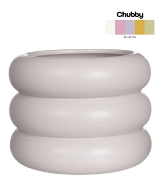 Osłonka na kwiaty doniczka Chubby biała matowa dekoracja