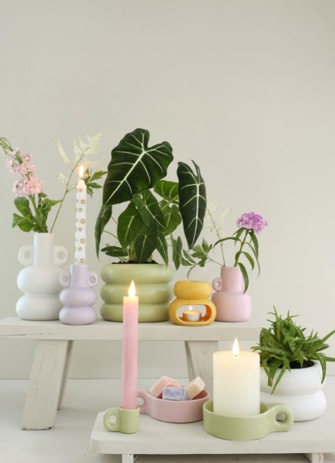 Osłonka na kwiaty doniczka Chubby biała matowa dekoracja