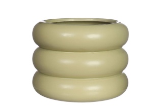 Osłonka na kwiaty doniczka Chubby zielona matowa dekoracja