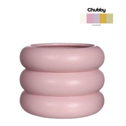 Osłonka na kwiaty doniczka Chubby różowa matowa