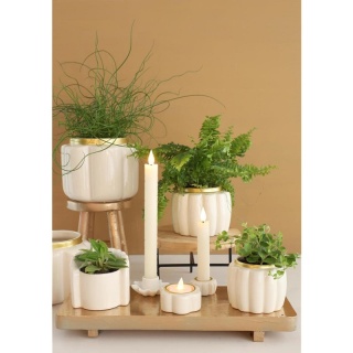 Osłonka na kwiaty doniczka Pouff kremowa złota połysk