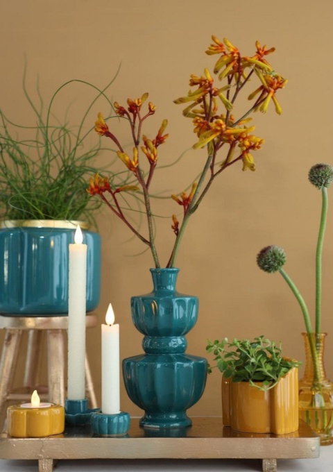 Osłonka na kwiaty doniczka Pouff zielona złota połysk