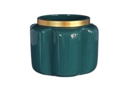 Osłonka na kwiaty doniczka Pouff zielona złota połysk