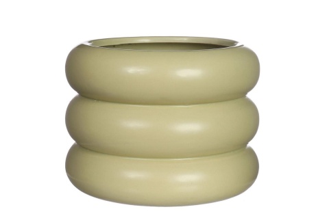 Osłonka zielona na kwiaty doniczka Chubby matowa ozdobna