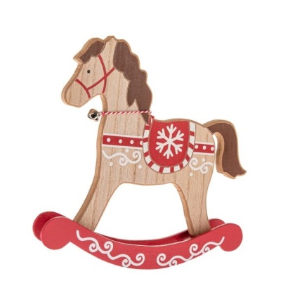 Konik na biegunach koń drewniana ozdoba świąteczna dla dzieci