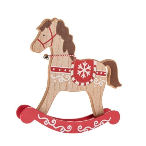 Konik na biegunach koń drewniana ozdoba świąteczna dla dzieci