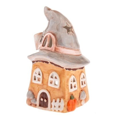 Świecznik Halloween ceramika domek na tealight na prezent